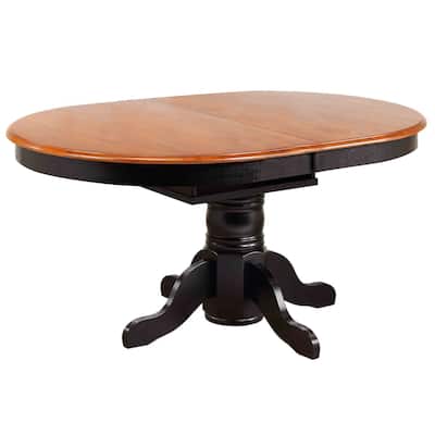 Extendable Dining Table - 66" Oval Pedestal Table, Black Cherry Finish, Seats 6 - 66