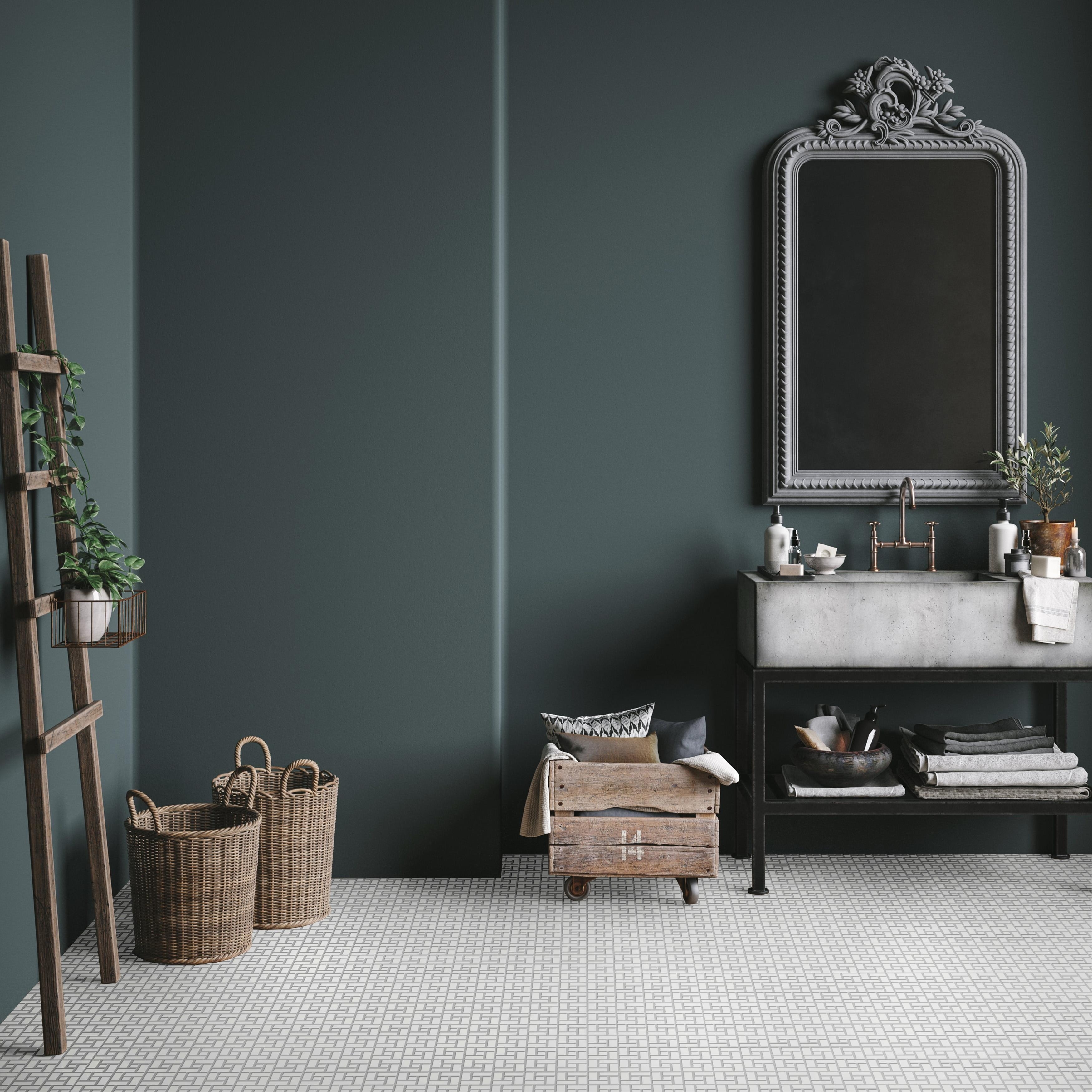 Merola Tile Spiral Matte White w/ Glossy White Dot 12-5/8" x 12-5/8" Porcelain Floor and Wall Tile