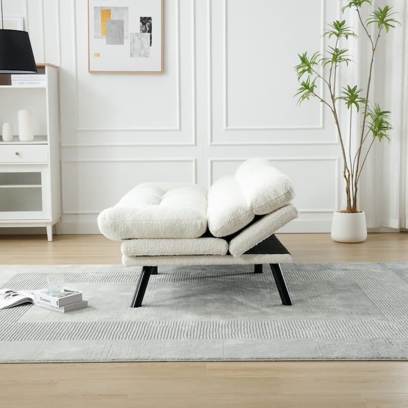 70.08" 2-Seater Sofa Bed, Linen, Microsuede, Teddy
