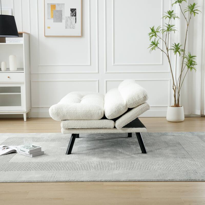 Modern 2-Seater Teddy Sofa with Metal Legs, Set of 1