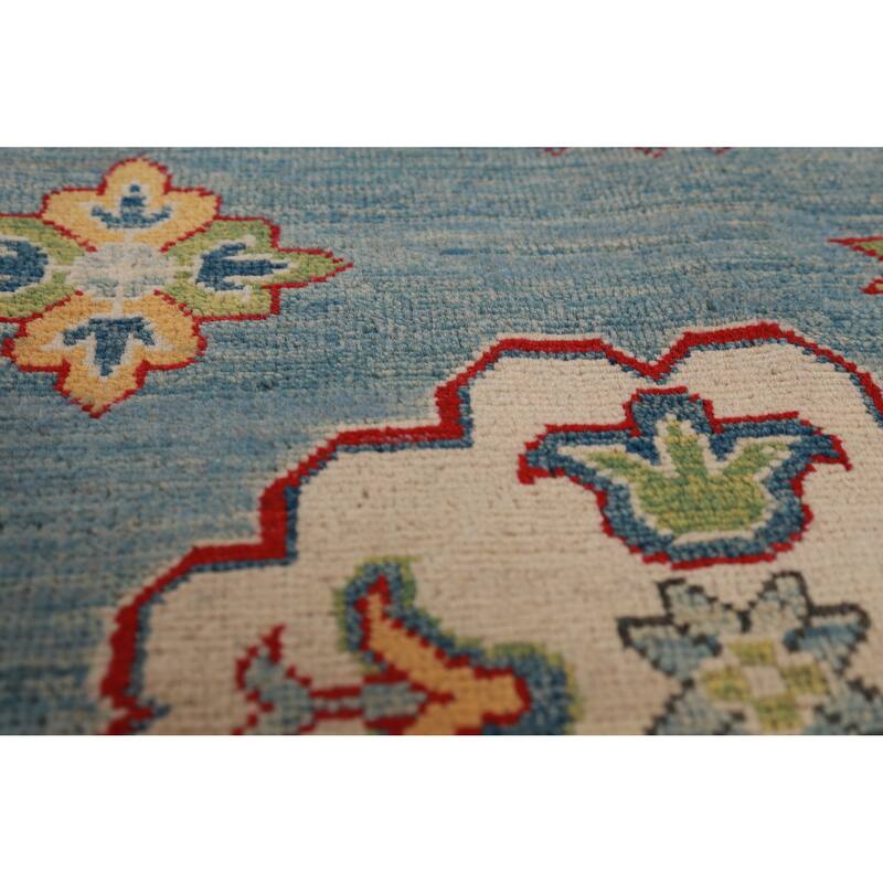 Hand Knotted Oriental 100% Wool Carpet Traditional Medallion Navy Blue & Blues Kazak Area Rug - 13' 7'' X 10' 1''