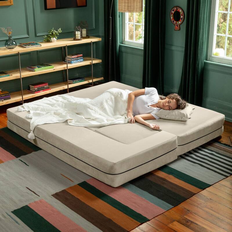 Porch & Den California King Convertible Sleeper Sofa and Ottomans