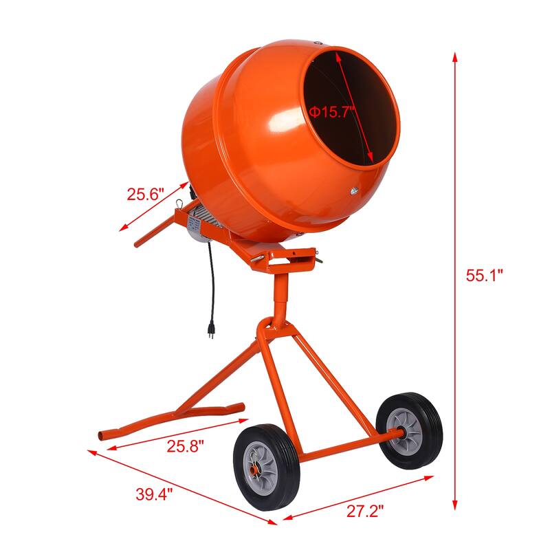 5.0 cu. ft. Portable Concrete Mixer,electric cement mixer, ETL certificated copper motor