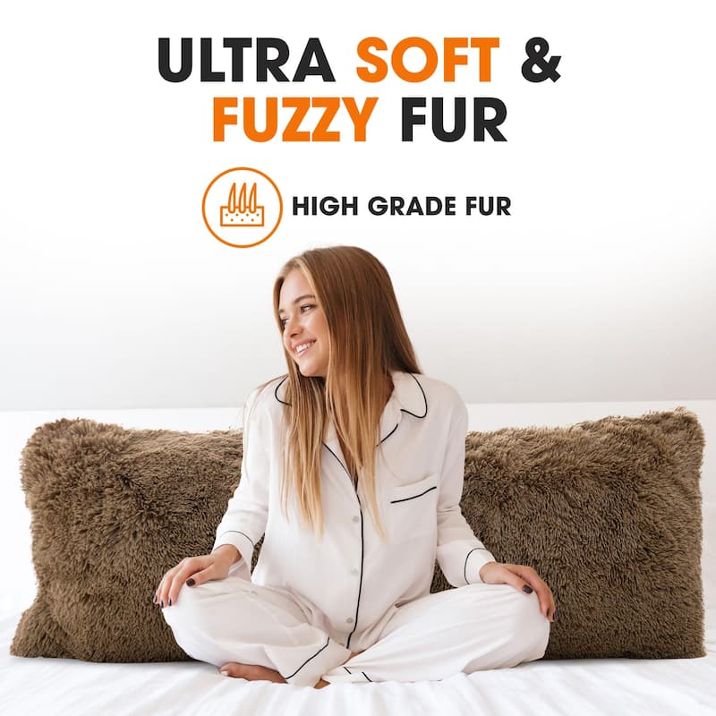 Cheer Collection 20" x 54" Long Hair Shaggy Body Pillow