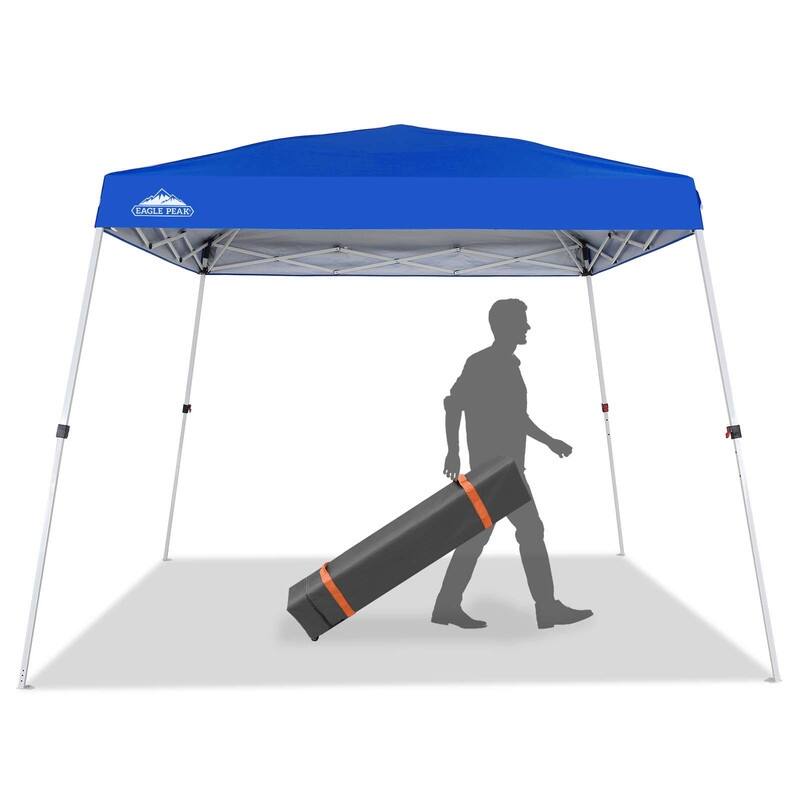 EAGLE PEAK 10x10 Slant Leg Outside Pop Up Canopy, Instant Outdoor Canopy Tent - Blue