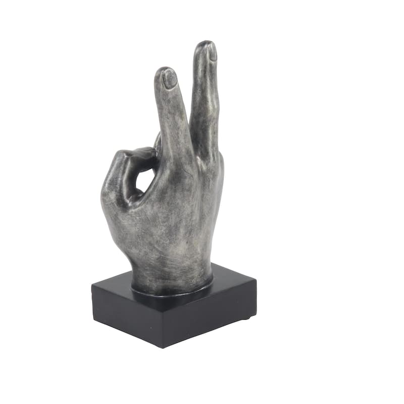 Dark Gray or Silver Polystone Hands Decorative Sculpture (Set of 3)
