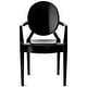 preview thumbnail 23 of 22, Stackable Acrylic Dining Chair, Oval Back Ghost Kitchen Patio Vanity Armchair for Indoor or Outdoor Use, Clear Black