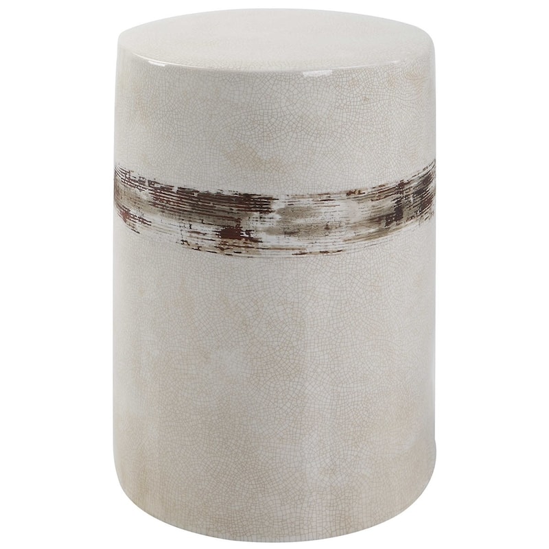 Uttermost Comanche White Ceramic Garden Stool - 13"W x 18"H x 13"D - Off-White