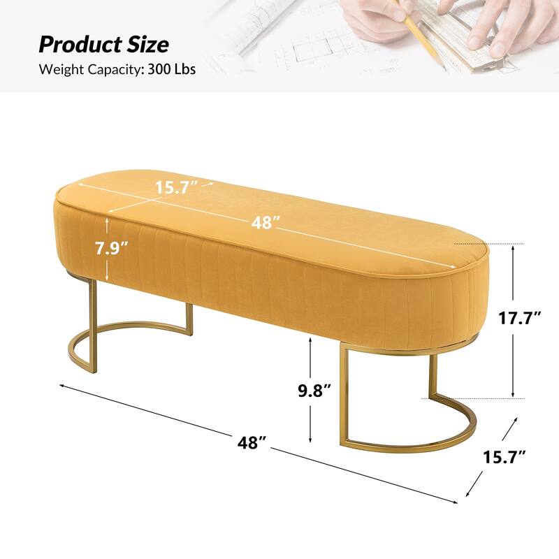 Justo 48" Wide Bench with Metal Base