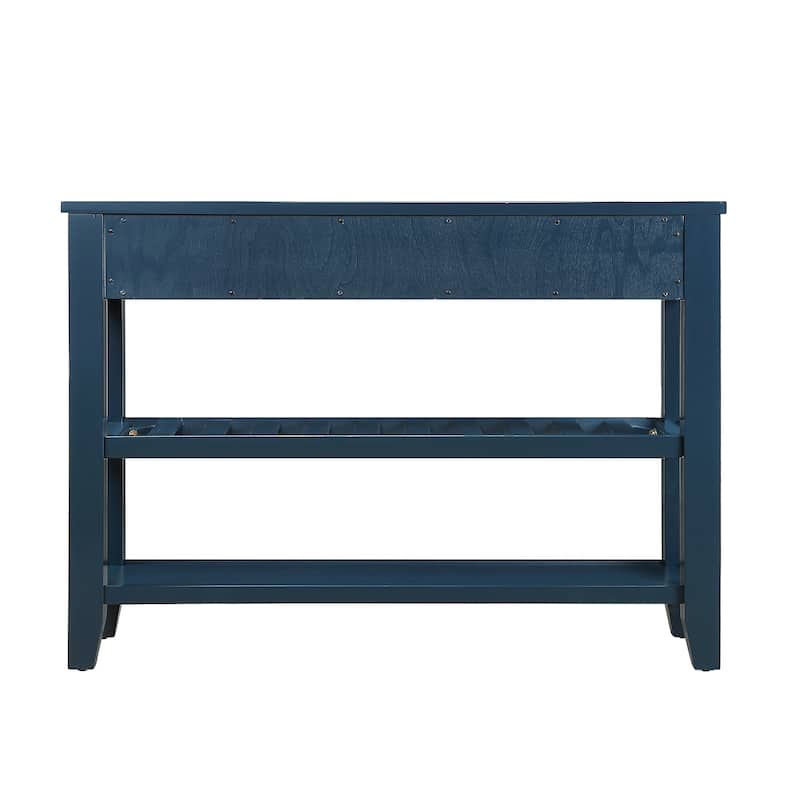 Mid-Century Style 42" Console Sofa Table with 2 Storage Drawers and 2 Shelves