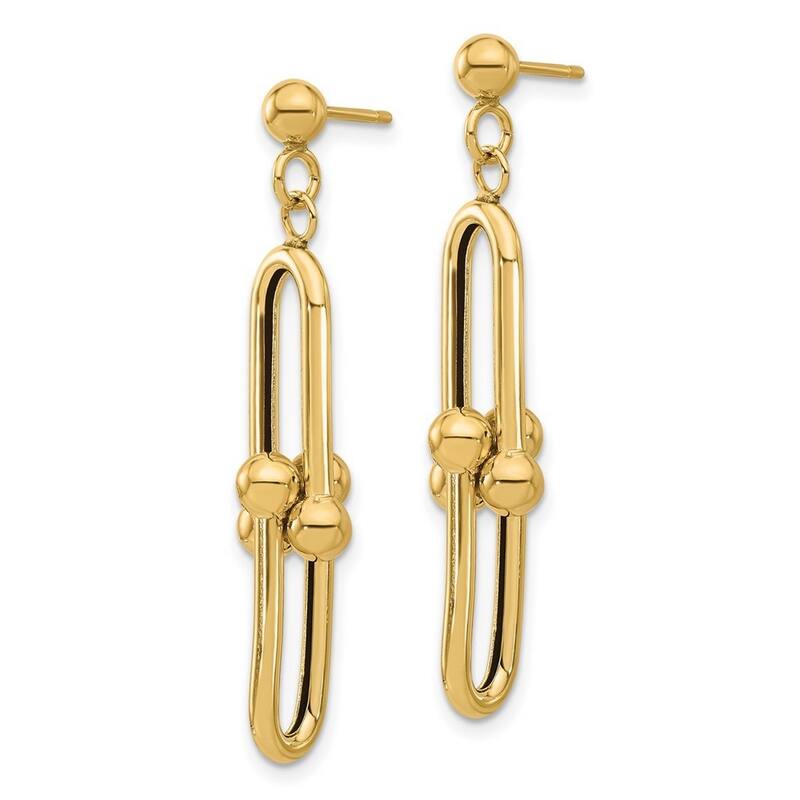 Curata 14k Yellow Gold Polished 41x8.3mm Link Guardian Angel Earrings