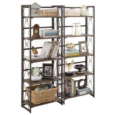 VECELO Contemporary 5-Shelf Display Bookcase, Industrial 62" Tall Bookshelf Storage Organizer