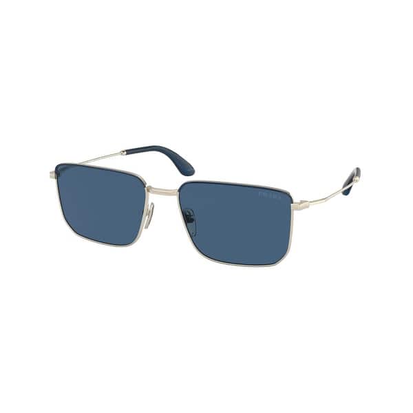 slide 1 of 5, Prada Blue/pale Gold Man Rectangle Sunglasses