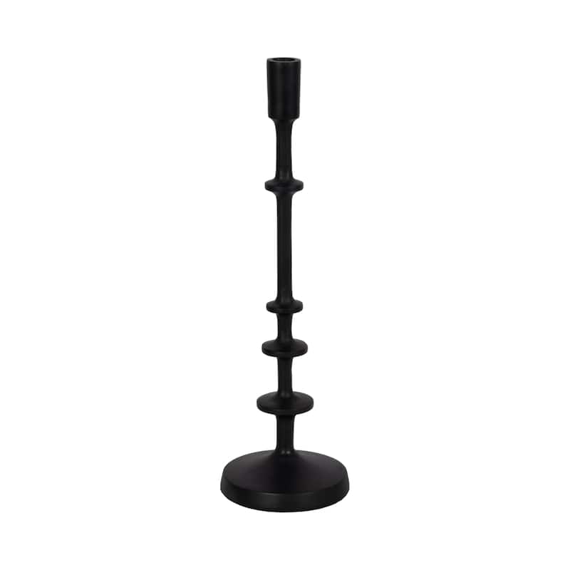 Sagebrook Home Black Modern Wooden Base Metal Taper Candle Holder - 5" x 5" x 13"