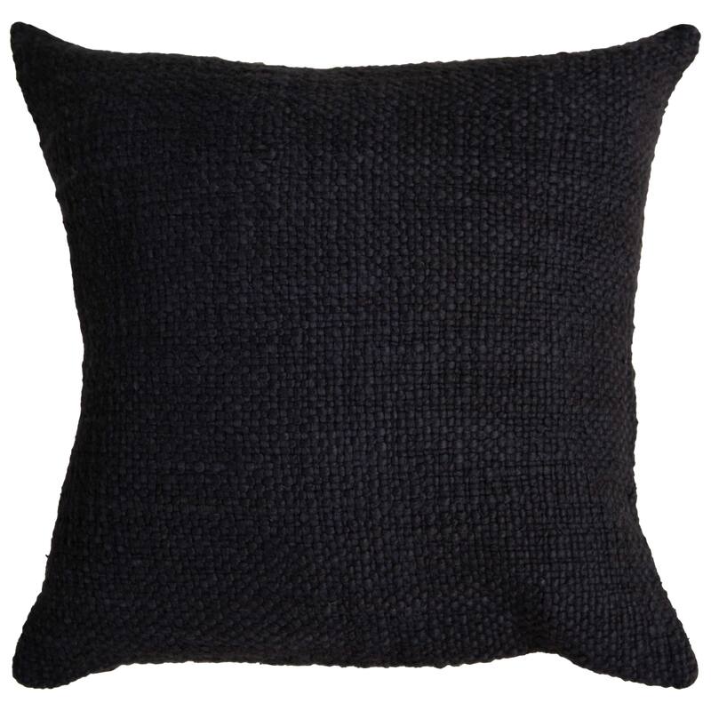 Rizzy Home Solid Textured Modern Throw Pillow - Polyester - Black