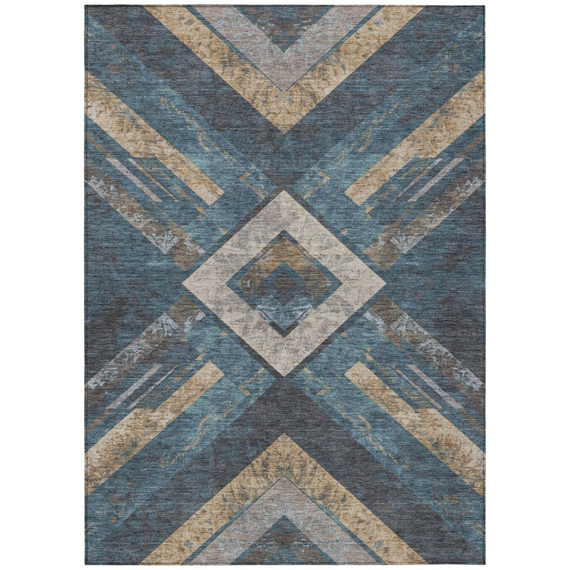 HomeRoots Geometric Transitional Rectangle Outdoor Rug