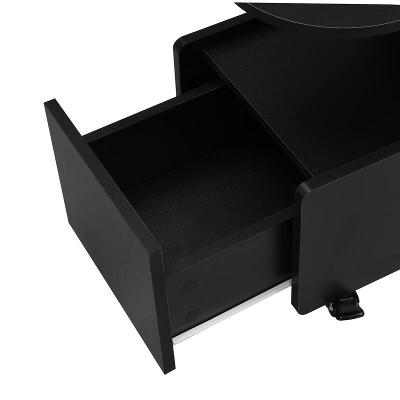 Mobile End Table with lockable wheels, Side Table with Storage Drawer, 11.8inch Narrow Nightstand with Multi-layer Storage