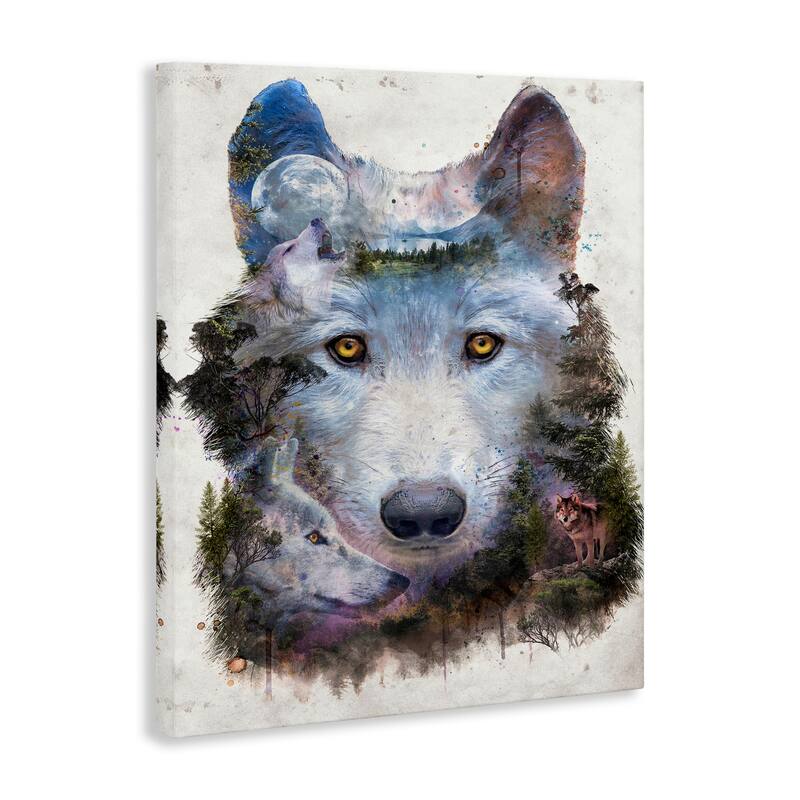 Stupell Wolf Form with Woodland Scene Canvas Wall Art Design By Barrett Biggers