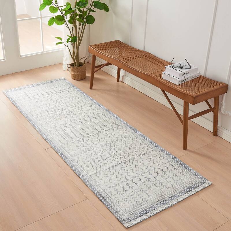 Linery & Co. Machine Washable Slip Resistant Vintage Inspired Patterned Accent Rugs