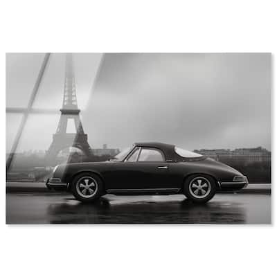 Classic Car and Eiffel Noir Acrylic by Art Remedy, Ready to Hang