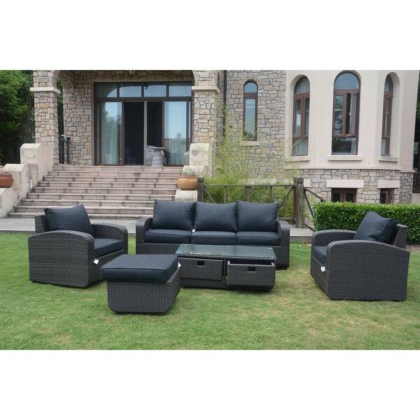 Shop Strathmere 5 Piece Wicker Patio Furniture Set With Storage