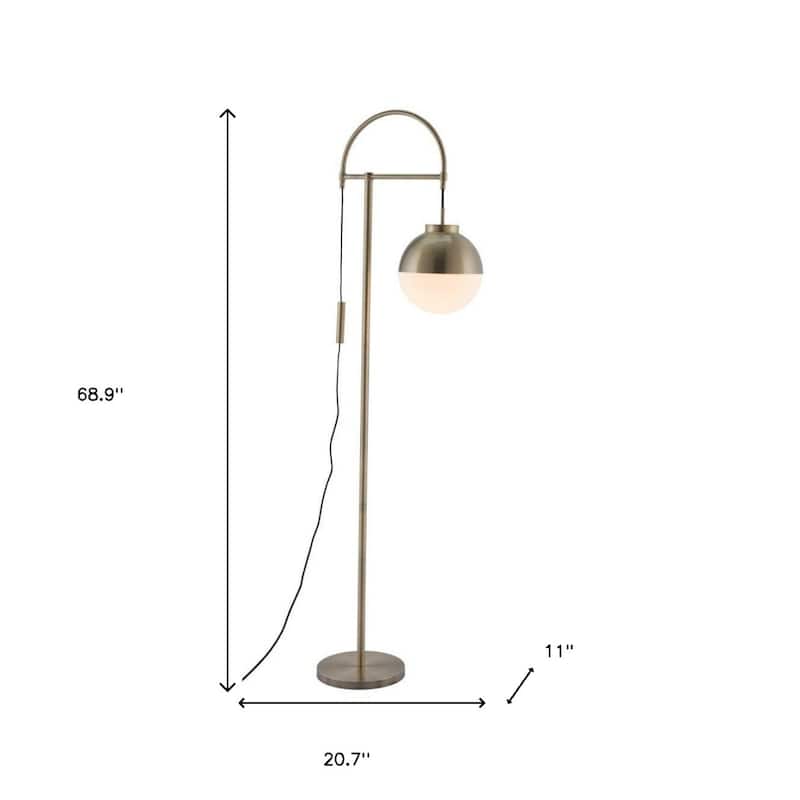 69" Bronze Steel Floor Lamp with Globe Shade and Dimmable Feature - 11" x 20.70" x 68.90"