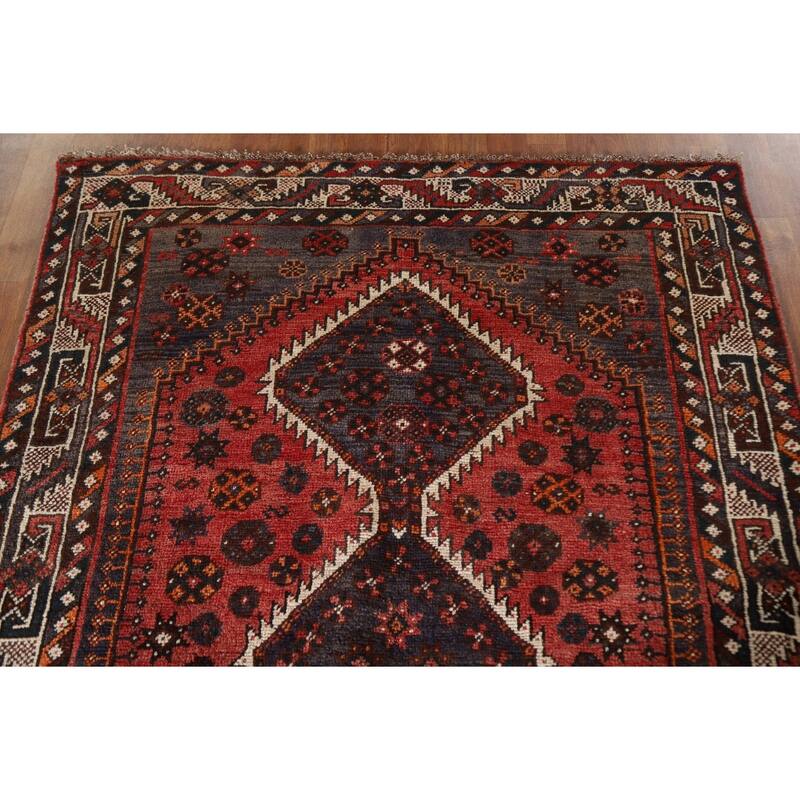 Qashqai Persian Vintage Area Rug Bedroom Handmade Wool Carpet - 4'5"x 6'11"