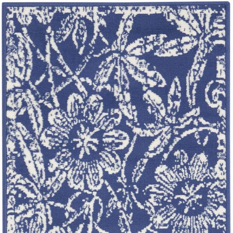 Joqoh Power Loomed Distressed Abstract Floral Traditional Non Skid Stain Resistant Area Rug By HomeRoots - 96' X '24' X '0.39