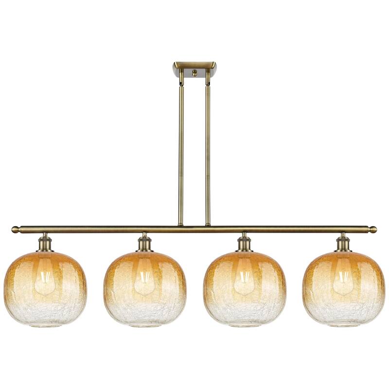 Innovations Lighting Endless Possibilities Ballston - Brookhaven Sphere - 4 Light 49" Stem Hung Island Light - Antique Brass/Amber