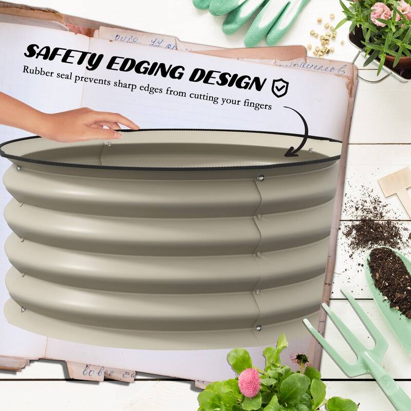 Outsunny Galvanized Raised Garden Bed Set of 2, Planters for Outdoor Plants with Safety Edging, Easy-to-assemble Stock Tanks