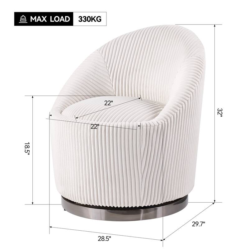 Mid Century 360 Swivel Accent Chair Corduroy Barrel Chair