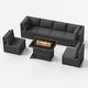 preview thumbnail 2 of 154, FINCATI Outdoor High-back Wicker Patio Sectional Set, 500 lbs Luxury Oversized Conversation Set, Spacious Couch Set