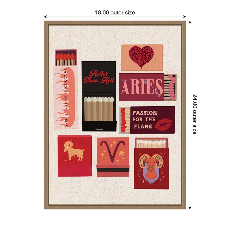 Kate and Laurel Aries Matchbook Linen FC by Megan Ryan Framed Canvas Wall Art Print