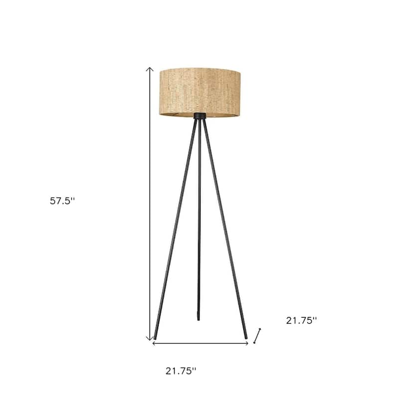 58-Inch Tripod Floor Lamp with Plastic Shade and Dimmable Light - 21.75" x 21.75" x 57.50"