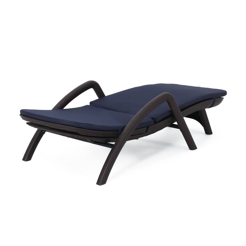 Outdoor Chaise Lounge Chair with Cushion, Adjustable Backrest Recliner Sun Lounger