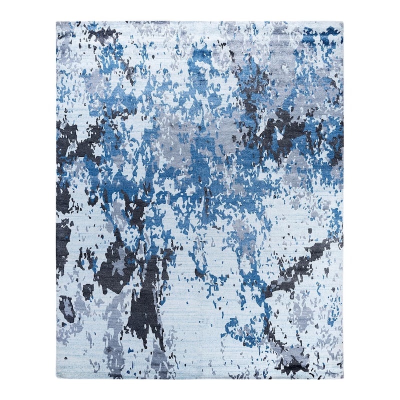 Modern One-of-a-Kind Hand-Knotted Area Rug, Blue - 8' 2" x 10' 2"