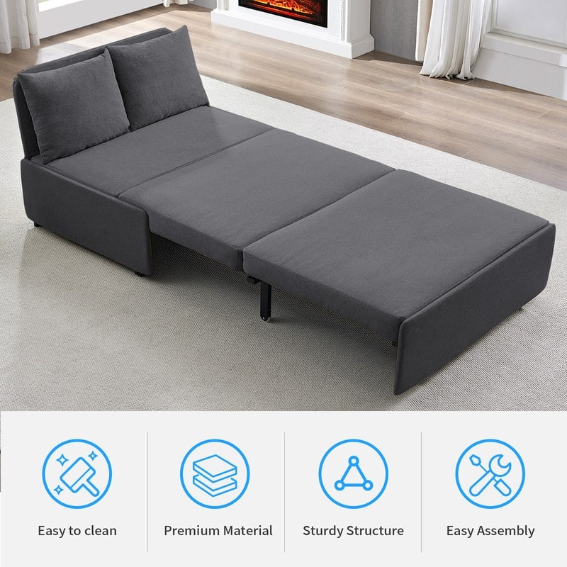 Mixoy Full/Queen Size Sofa Bed,2 in 1 Convertible Linen 1-Seater/Loveseat Sleeper Sofa Couch with Cushions