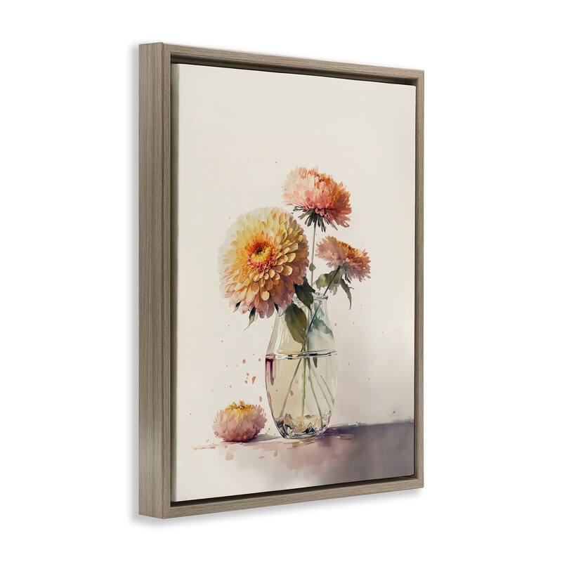 Stupell Blooming Dahlias Painting Framed Floater Canvas Wall Art Design by Leah McLean
