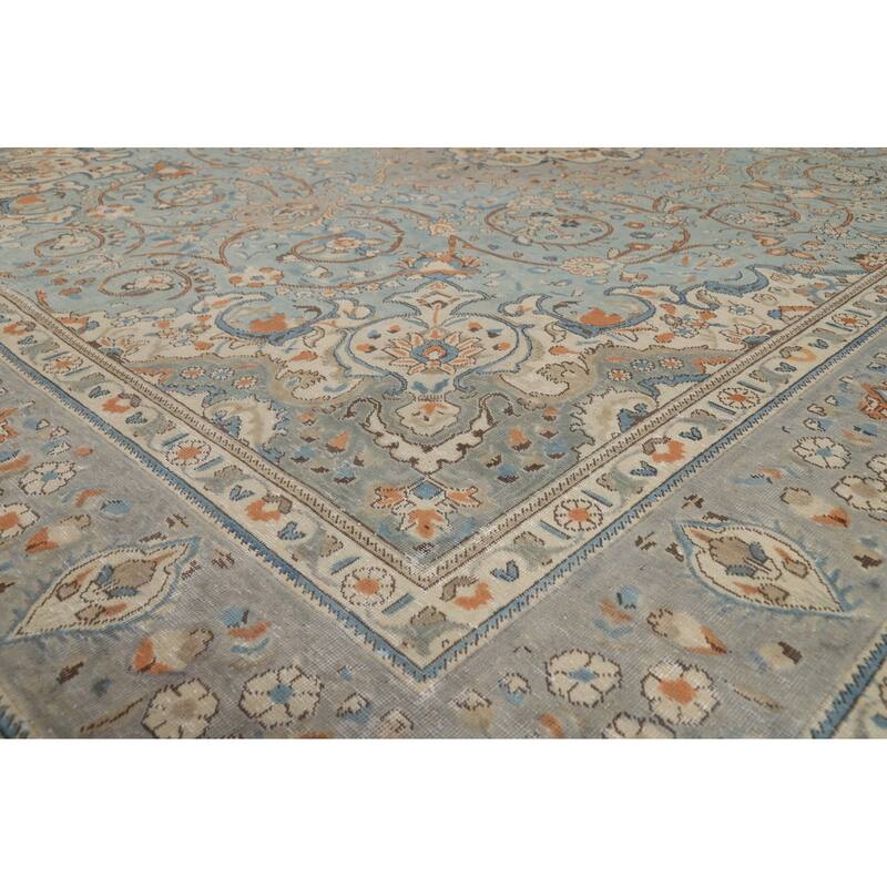 Light Blue Tabriz Persian Area Rug Traditional Handmade Wool Carpet - 8'6"x 12'10"