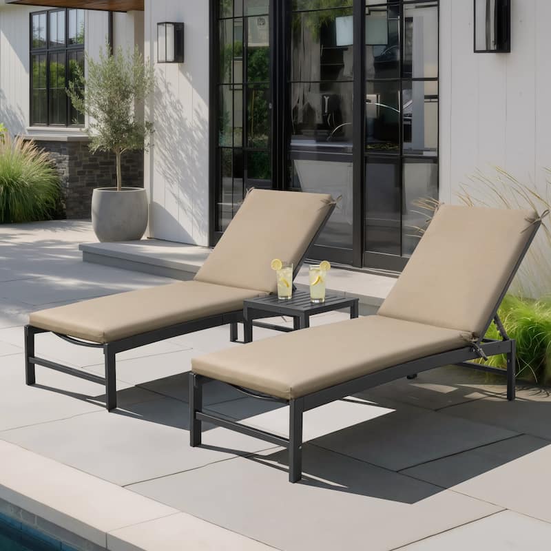 Outdoor Patio Chaise Lounge Chair Cushion - 71.65 inches - 2PC - Beige