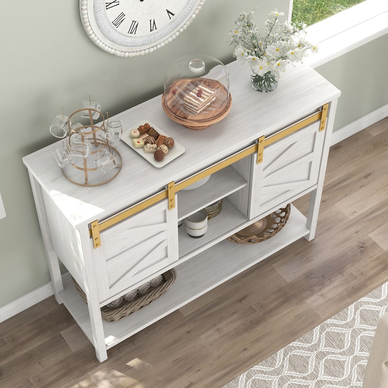 DH BASIC Modern Farmhouse White Oak 47" 4-shelf Buffet by Denhour