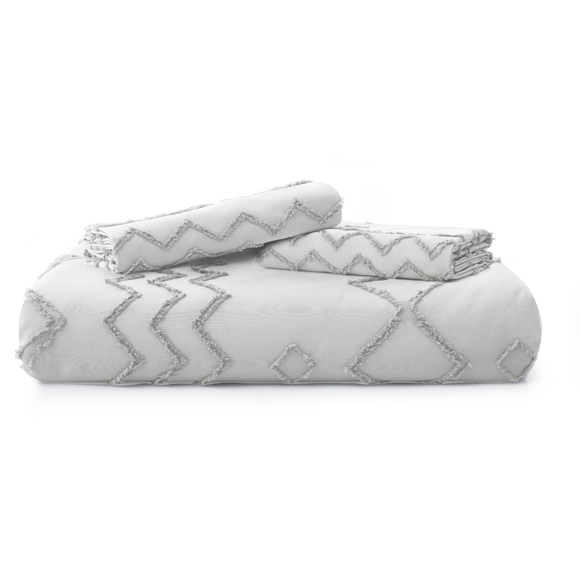 Tufted Clipped Jacquard Geometric Oversized Duvet Cover & - Picture 28 of 127