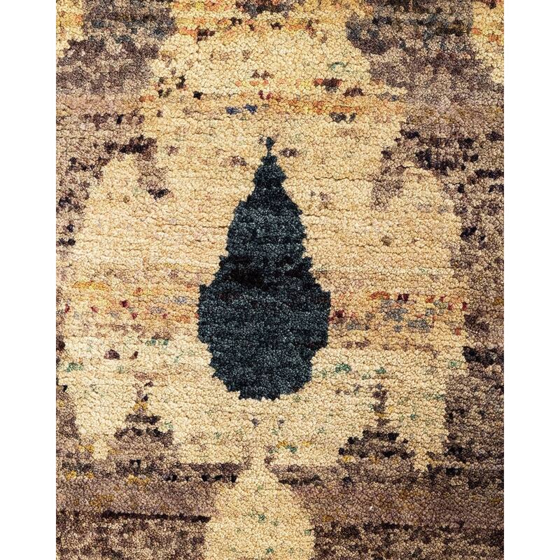 Ikat One-of-a-Kind Handmade Area Rug - Brown, 7' 10" x 10' 1" - 7' 10" x 10' 1"