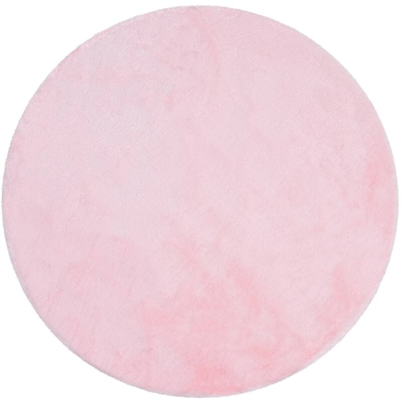 Well Woven Opal Crest Plush Glam Modern Area Rug - 2'11" Round - Light Pink - Round