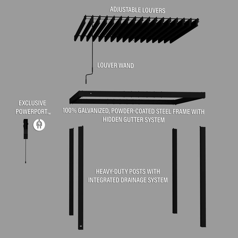 Backyard Discovery Sarasota 10'x10' Galvanized Steel Louvered Pergola