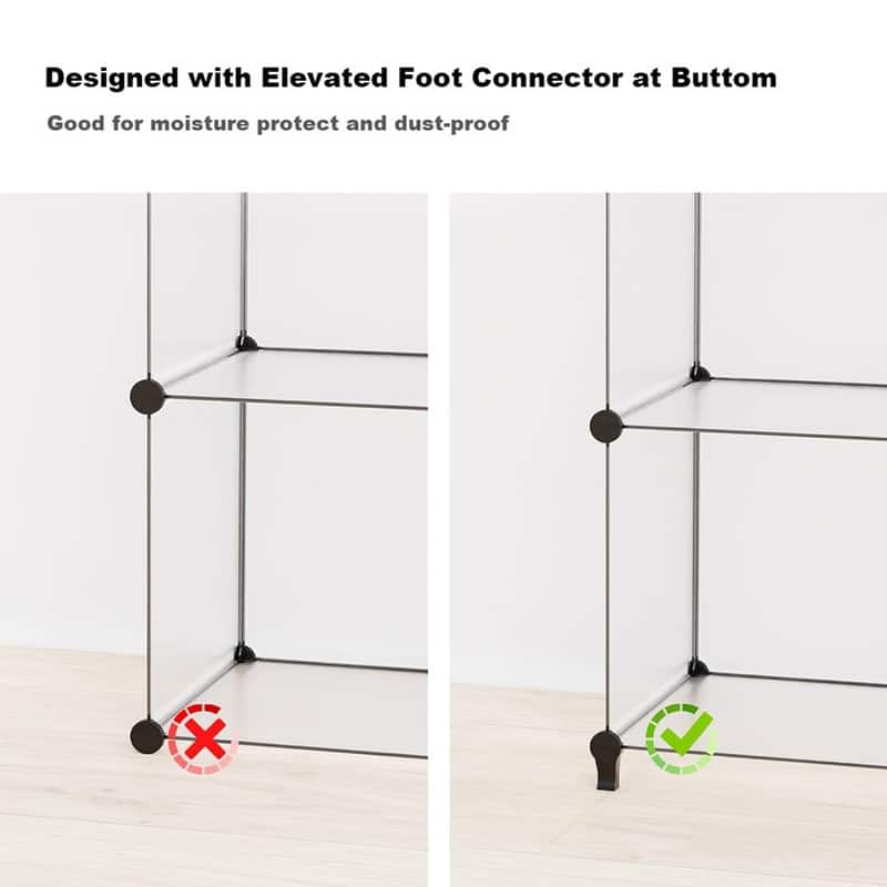 10 Cube Stackable Shoe Rack Organizer DIY Plastic Shoe Storage Cabinet for Closet & Entryway - N/A