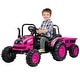 preview thumbnail 16 of 24, Kids Ride on Tractor with Tiltable Trailer 6 Wheels Pink