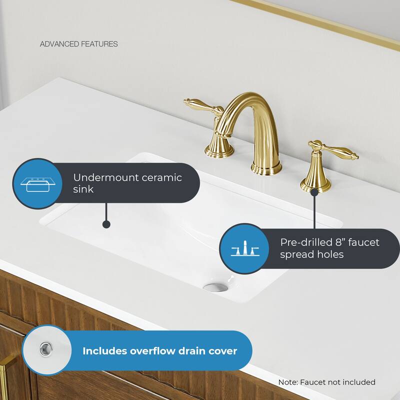 OVE Juliette Warm Walnut Bathroom Vanity with White Quartz Top