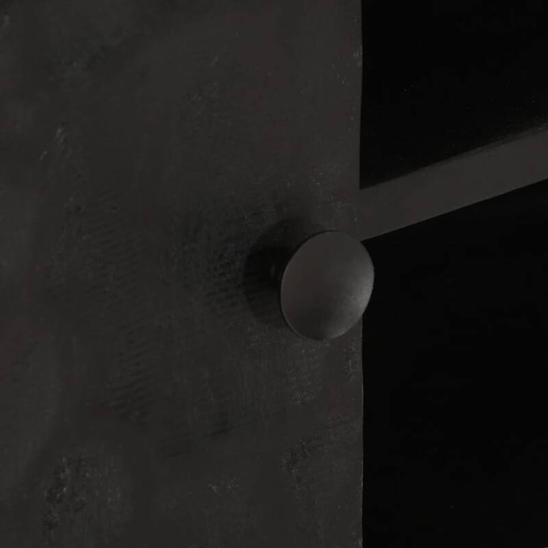 vidaXL TV Cabinet Black Solid Mango Wood and Iron 43.3 x 11.8 x 15.7 in - 11.8 x 43.3 x 15.7 in