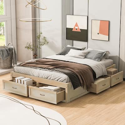 Sophisticated Platform Bed with Abundant Storage and Stylish Design